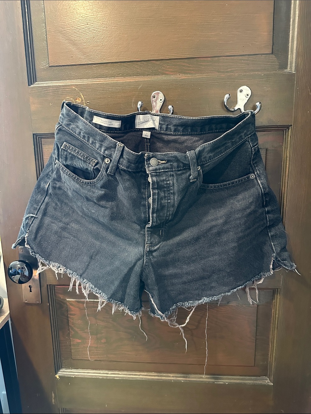 Black High-Rise Frayed Hem 90’s Short Baggy Shorts